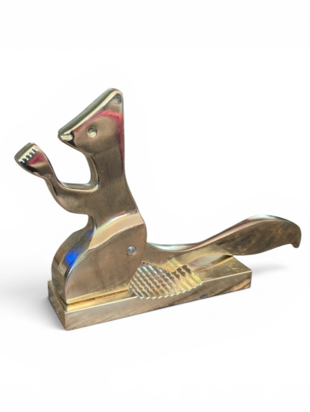 Vintage Solid Brass Squirrel Nutcracker Mid Century Modern Scandinavian Style